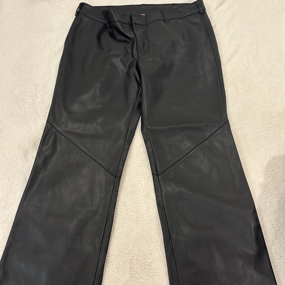 Free People Black Leather-Style Pants size 10​